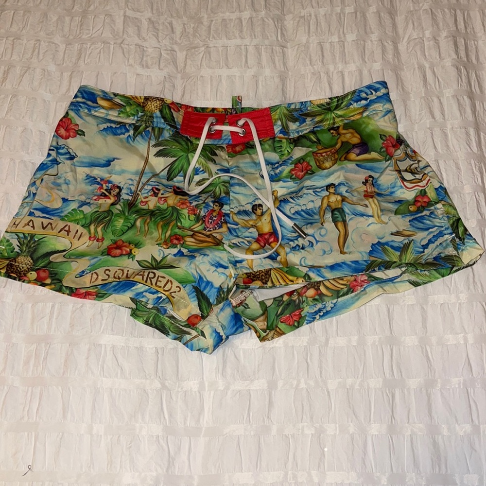 DSQUARED2 Multicolor Hawaiian Print Swim Trunks